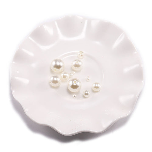 10-400pcs/lot 3-20mm Straight Holes Acrylic Imitation Pearl Beige