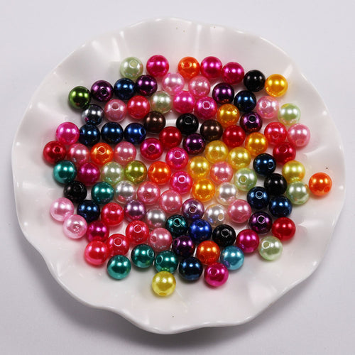 10-400pcs/lot 3-20mm Straight Holes Acrylic Imitation Pearl Beige