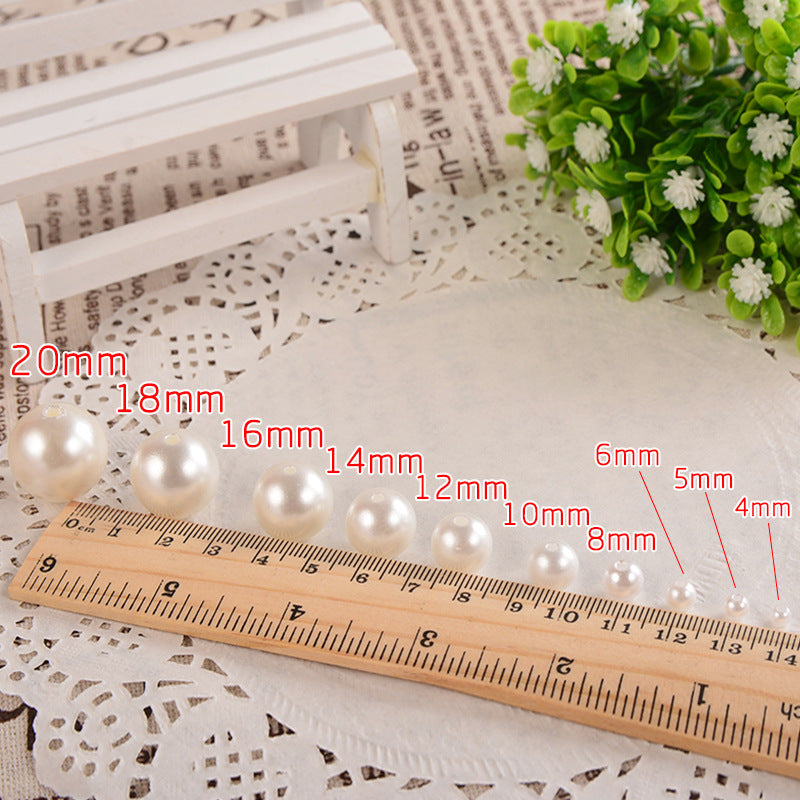 10-400pcs/lot 3-20mm Straight Holes Acrylic Imitation Pearl Beige