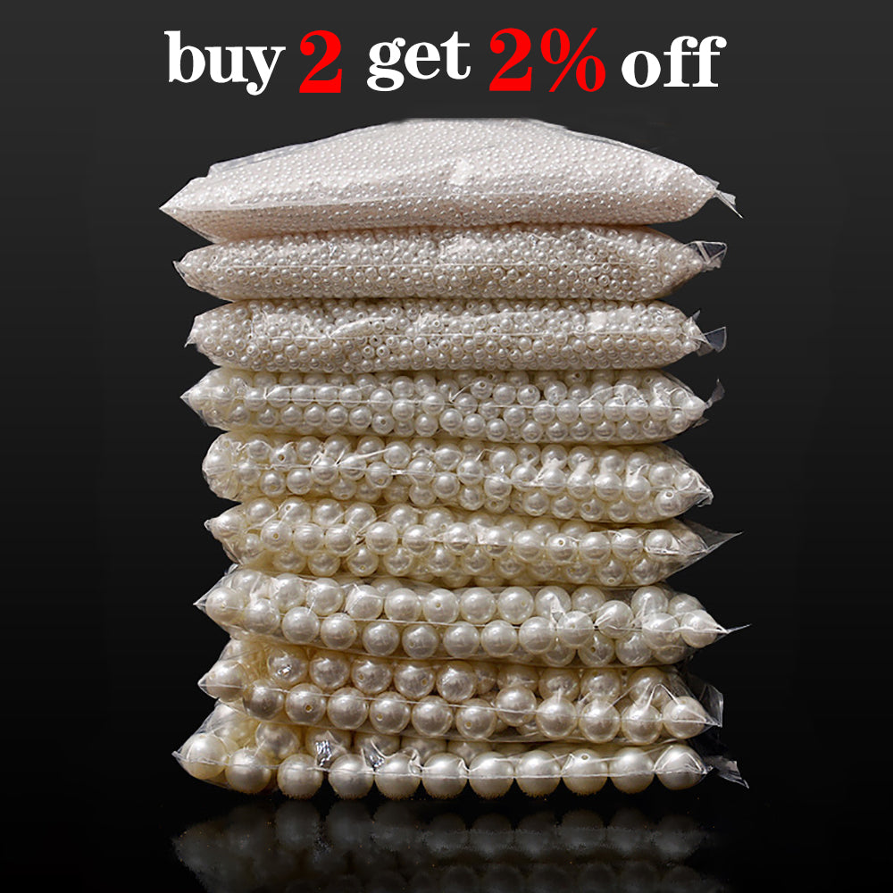 10-400pcs/lot 3-20mm Straight Holes Acrylic Imitation Pearl Beige