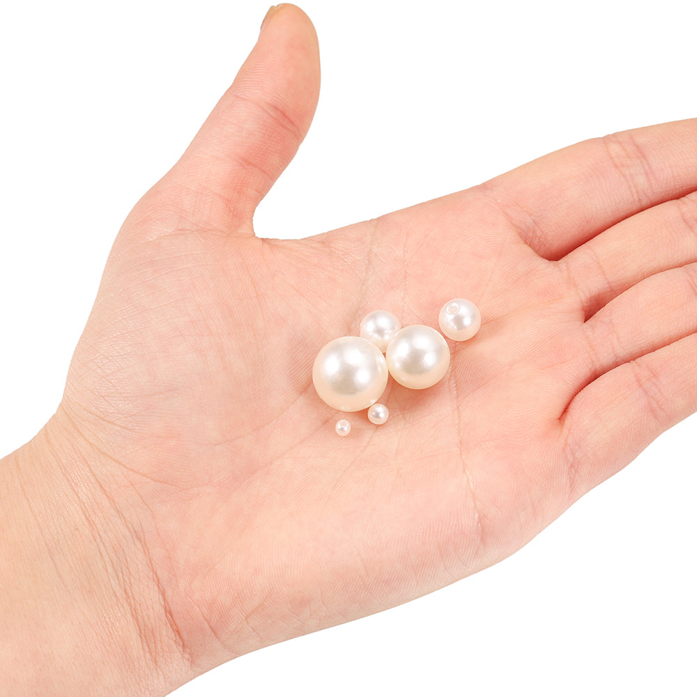 10-400pcs/lot 3-20mm Straight Holes Acrylic Imitation Pearl Beige