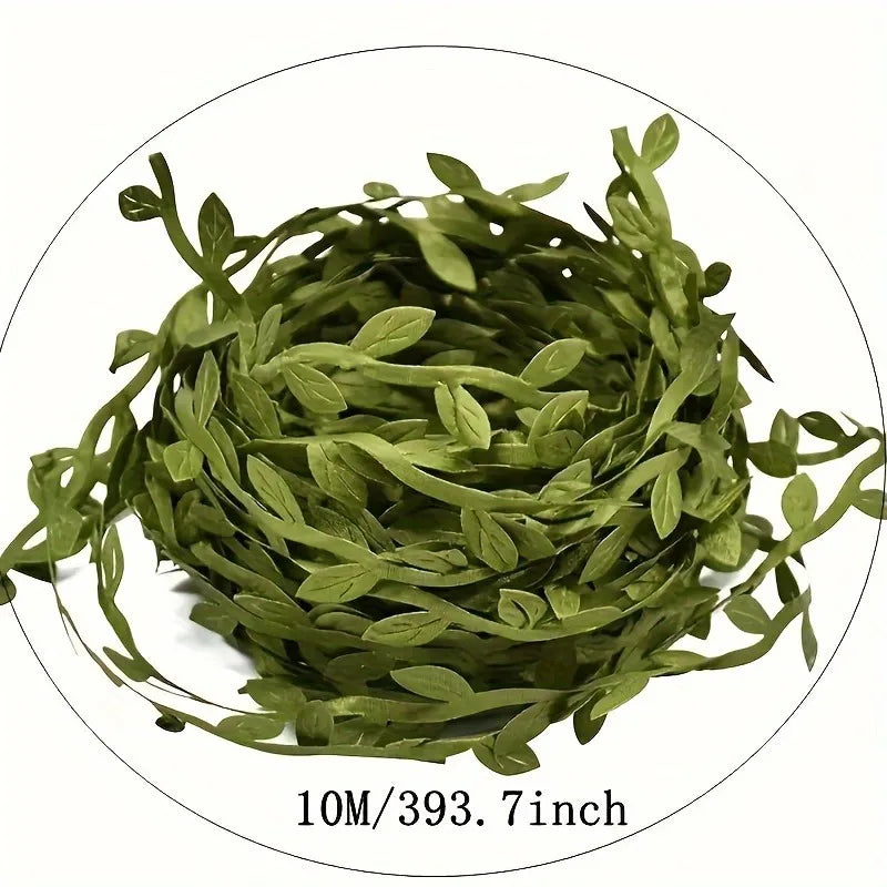 10Meter Silk Leaf-Shaped Handmake Artificial green Leaves For Wedding