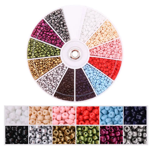 2000pcs/Lot 12Grids Glass Seed Beads Set Charms Jewelry Beads For