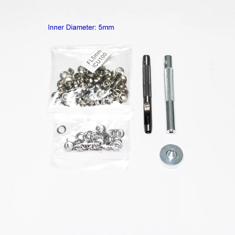 4mm-14mm 100 Set Silver Eyelet and Eyelet Punch Die Tool Set Metal