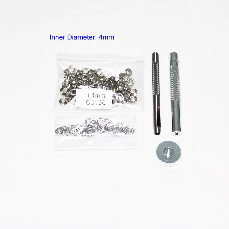 4mm-14mm 100 Set Silver Eyelet and Eyelet Punch Die Tool Set Metal