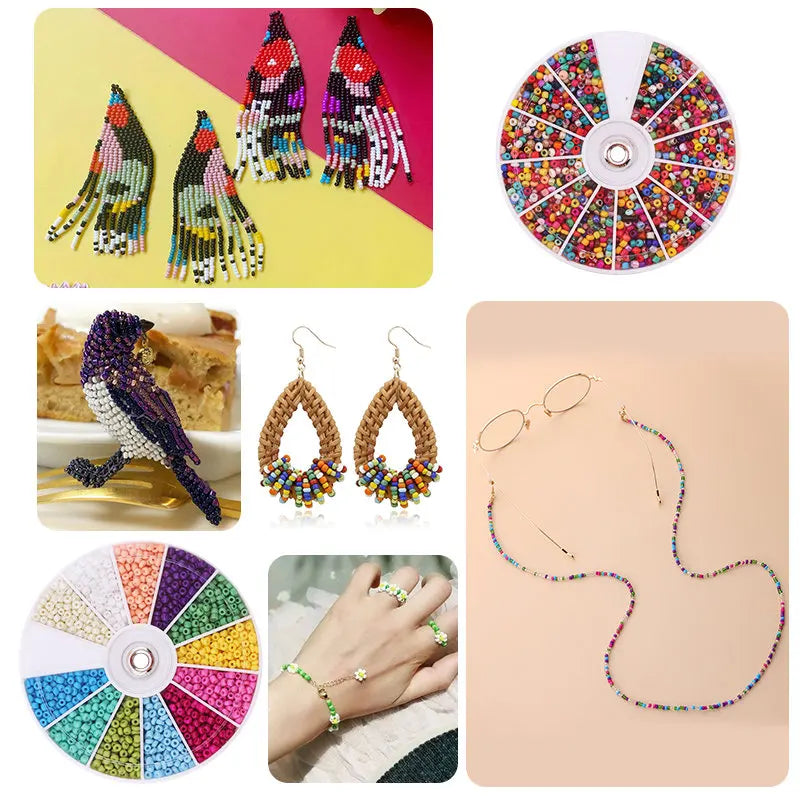 2000pcs/Lot 12Grids Glass Seed Beads Set Charms Jewelry Beads For