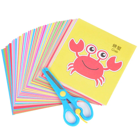 96 Pcs Children Cartoon DIY Colorful Paper Cutting Folding Toys Kids