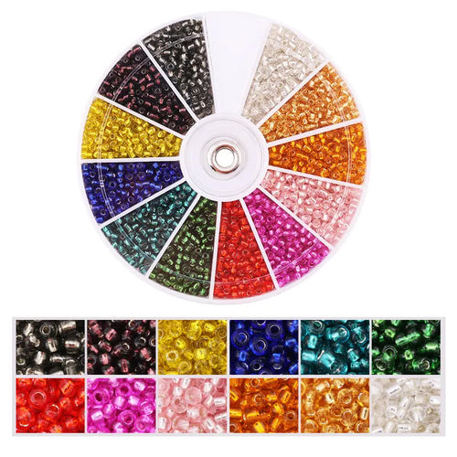 2000pcs/Lot 12Grids Glass Seed Beads Set Charms Jewelry Beads For