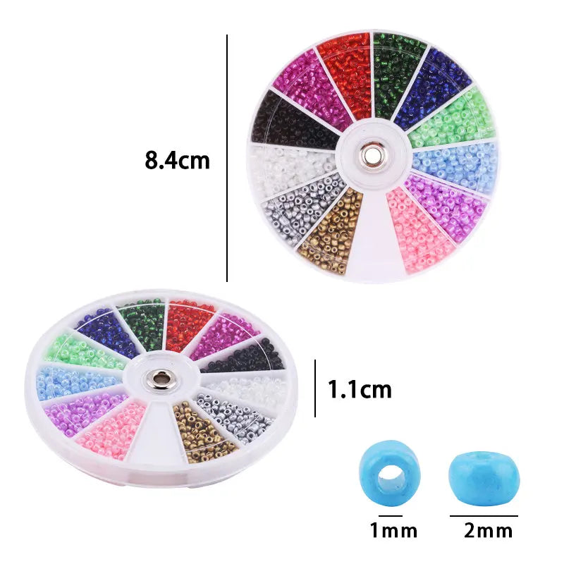 2000pcs/Lot 12Grids Glass Seed Beads Set Charms Jewelry Beads For