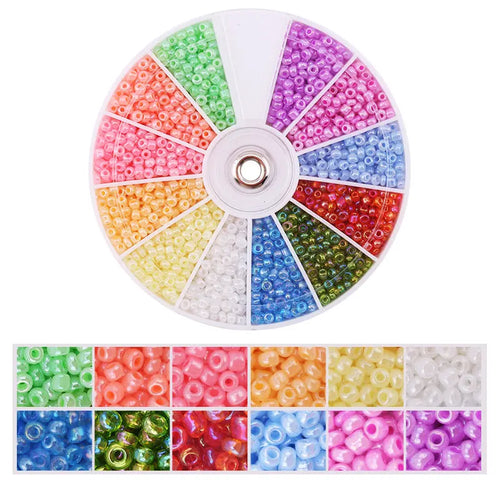 2000pcs/Lot 12Grids Glass Seed Beads Set Charms Jewelry Beads For