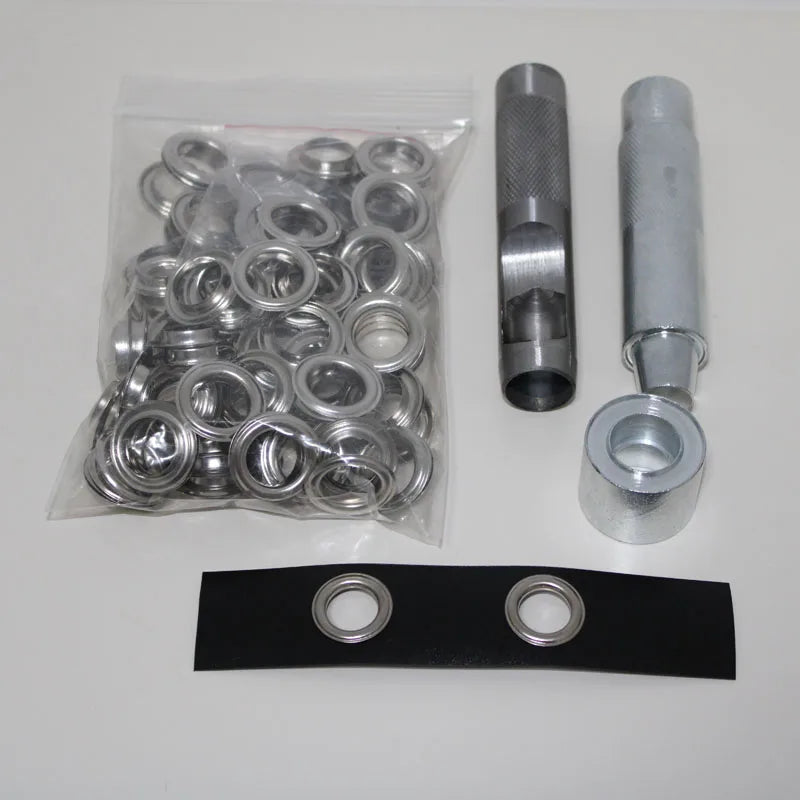 4mm-14mm 100 Set Silver Eyelet and Eyelet Punch Die Tool Set Metal