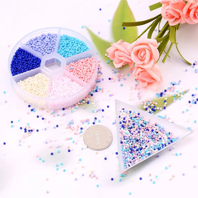 2mm Glass Seed Beads Kit Bracelet Making Kit Small Beads Assortment