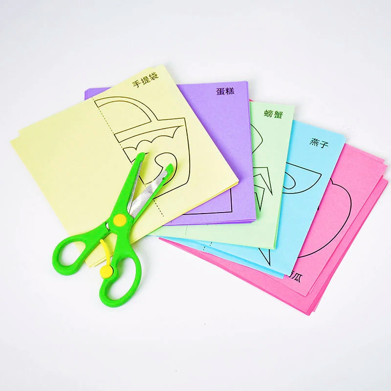 96 Pcs Children Cartoon DIY Colorful Paper Cutting Folding Toys Kids