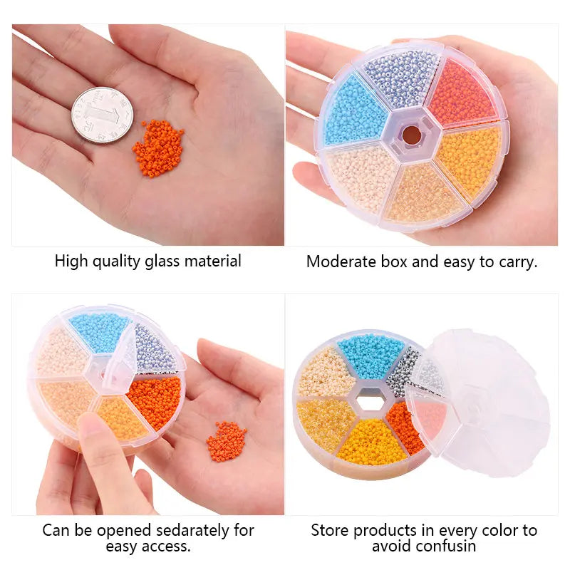 2mm Glass Seed Beads Kit Bracelet Making Kit Small Beads Assortment