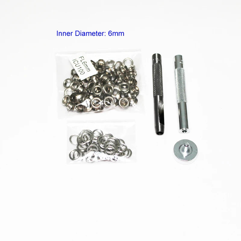 4mm-14mm 100 Set Silver Eyelet and Eyelet Punch Die Tool Set Metal