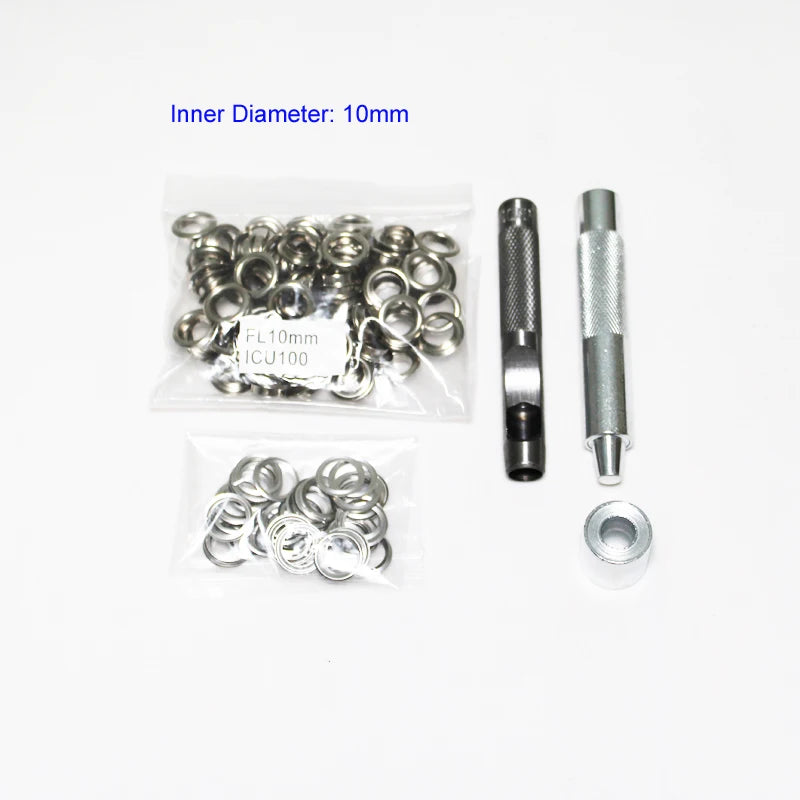 4mm-14mm 100 Set Silver Eyelet and Eyelet Punch Die Tool Set Metal