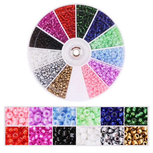 2000pcs/Lot 12Grids Glass Seed Beads Set Charms Jewelry Beads For