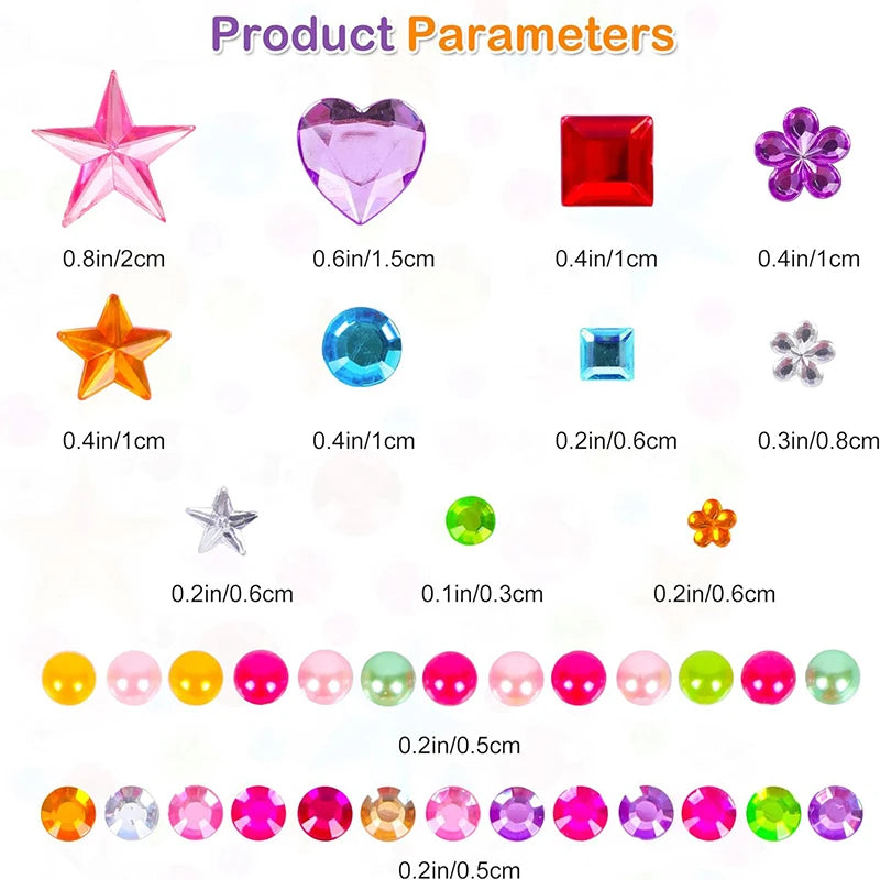 880pcs Gem bead Stickers Rhinestones for Crafts Self Adhesive Jewels