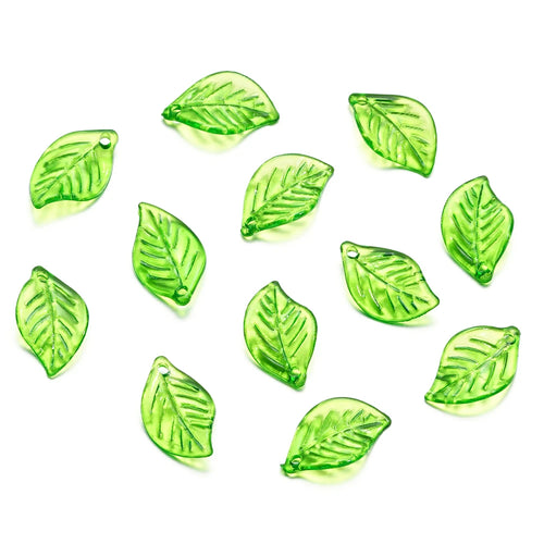 10-100pcs Green Acrylic Leaf Charms Leaves Beads Pendants For Diy