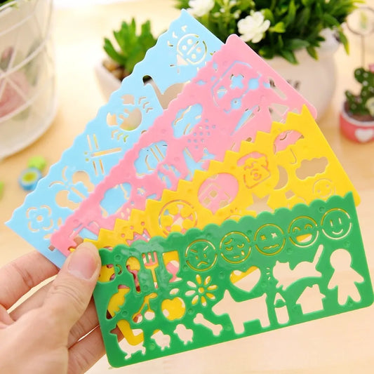 4PCS Kids Drawing Toys Painting Template Board Plastic Ruler Art Craft