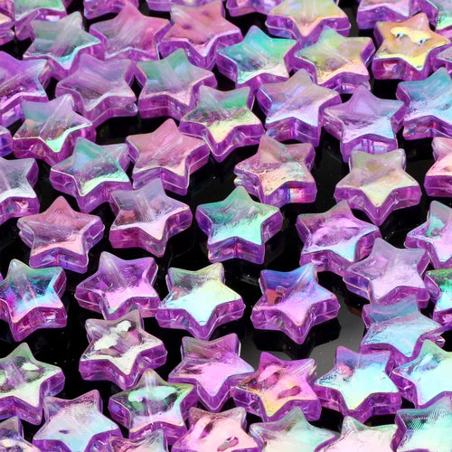 50pcs Transparent AB Color Five-pointed Star Acrylic Beads Loose