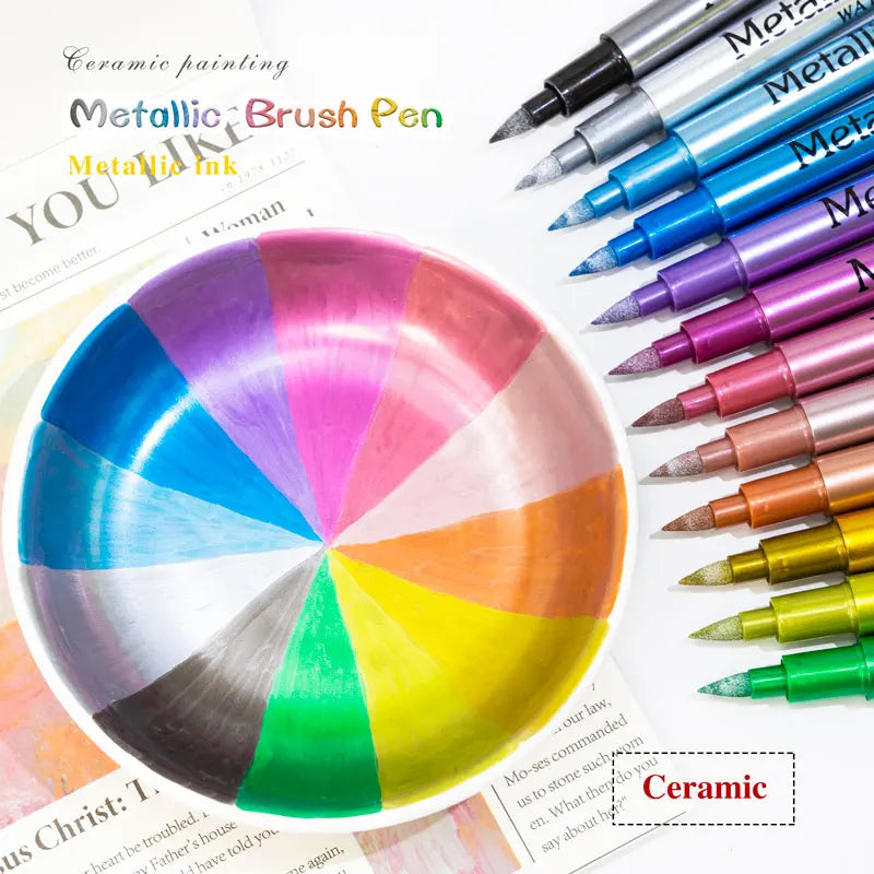 12 Colors Metallic Waterproof Permanent Marker Pens for DIY Epoxy