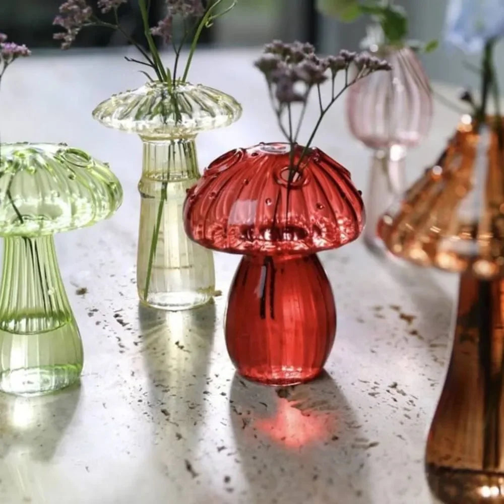 Creative Mushroom Glass Vase Plant Hydroponic Terrarium Art Plant