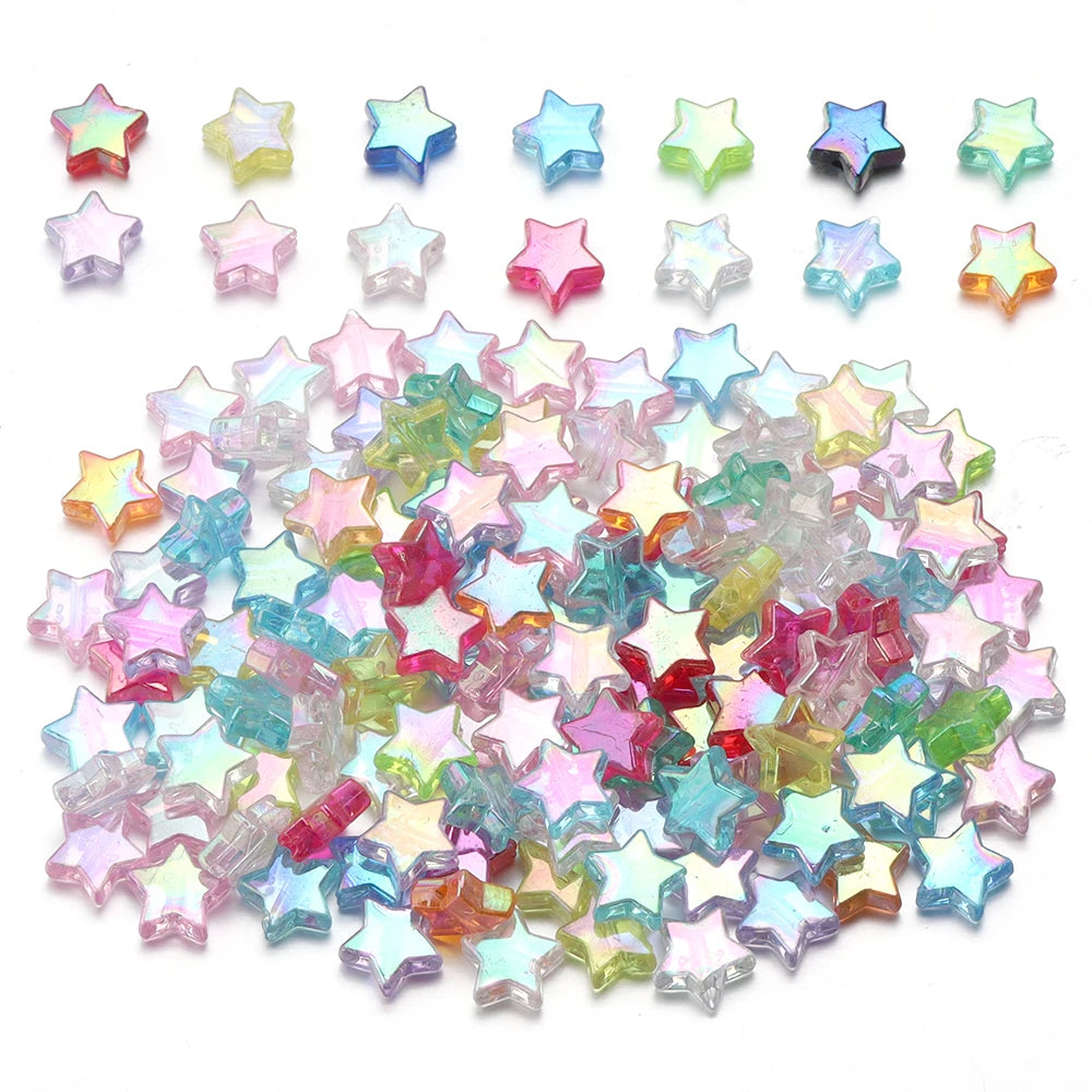 100Pcs/Lot AB Color Acrylic Star Beads Loose Spacer Charms Bead for