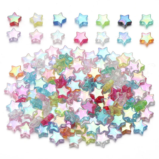 100Pcs/Lot AB Color Acrylic Star Beads Loose Spacer Charms Bead for
