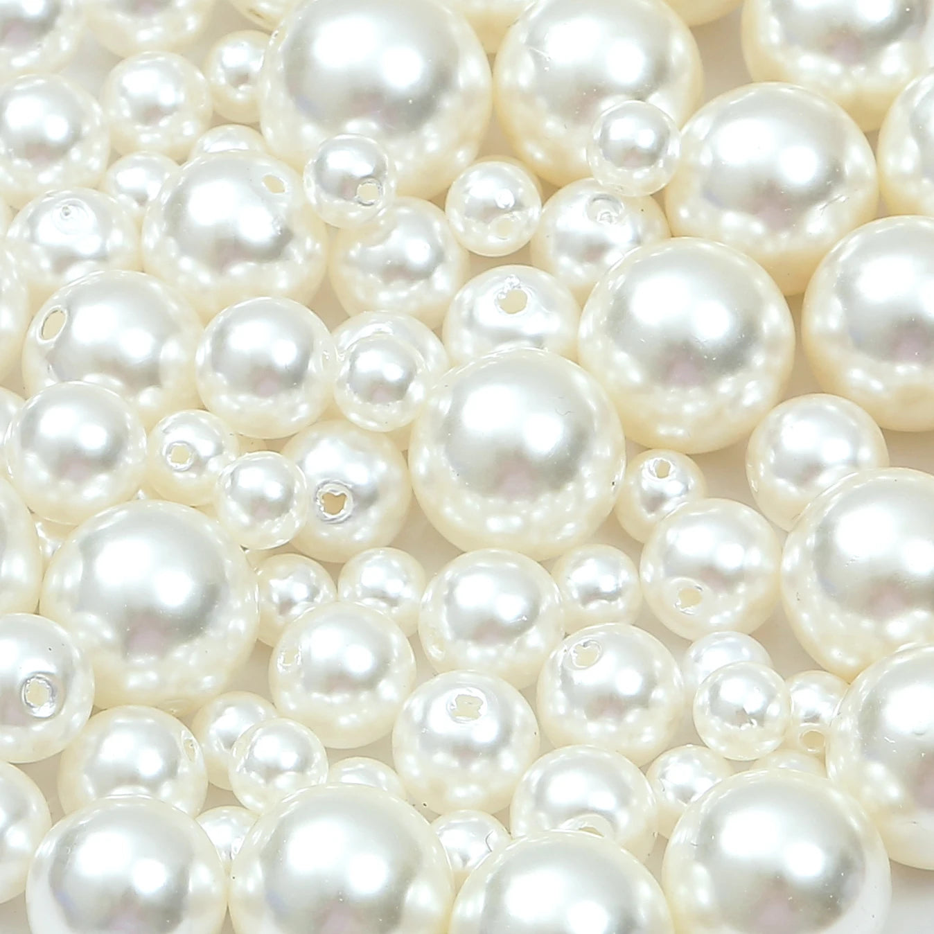 3-20mm 10-1000pcs straight hole ABS imitation pearl beige white