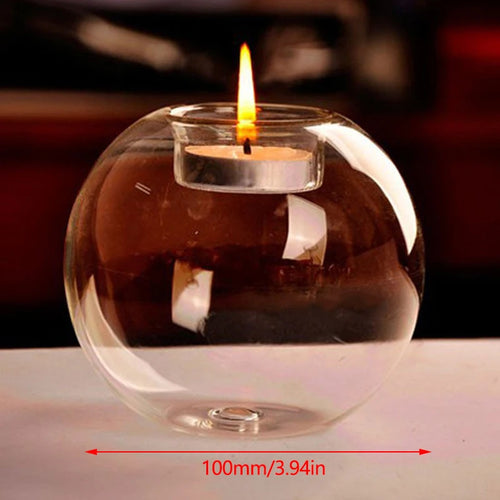 Round Clear Glass Candle Holder, Oil Lamp Candle Holder, Table