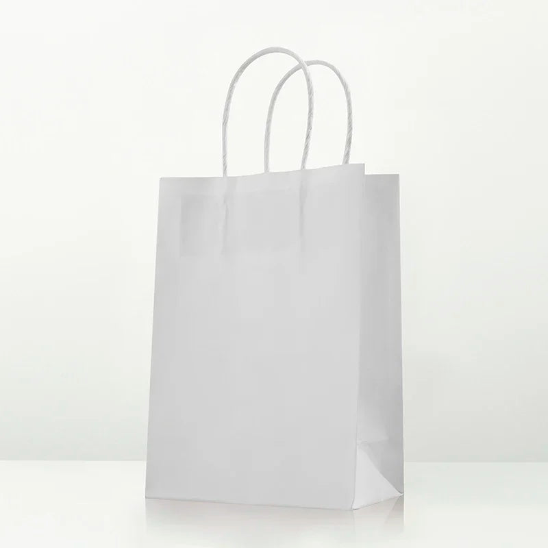 10 pcs Kraft Bag Paper Gift Bags Reusable Grocery Shopping Bags for