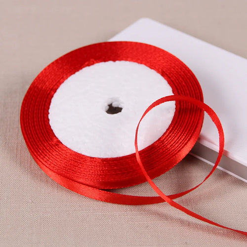 25yards/roll 6mm Satin Ribbon DIY Handmade Crafts Fabric Christmas