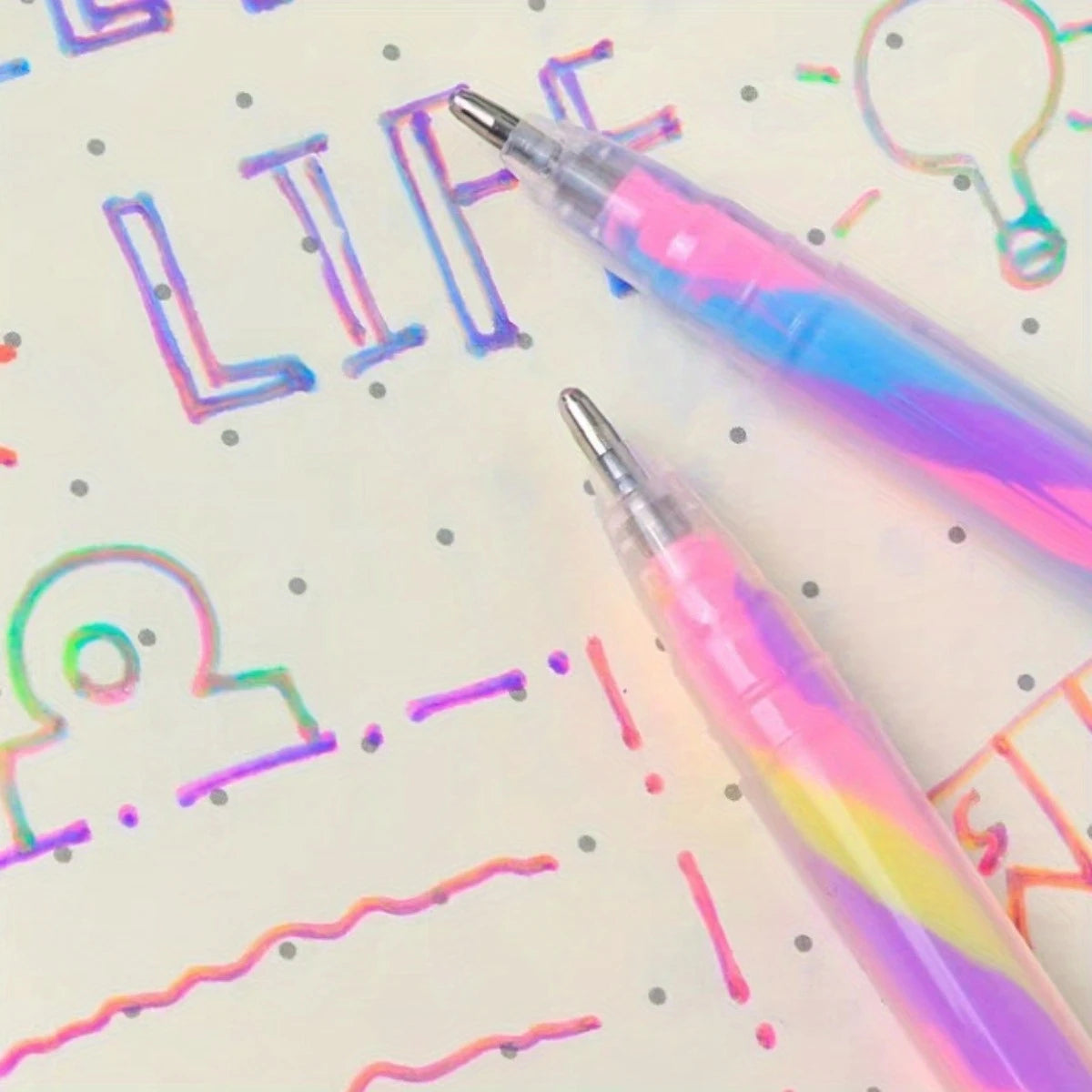 6pcs Glitter Gel Highlighter Pens Set - 1.2mm Vibrant Colors, Smooth