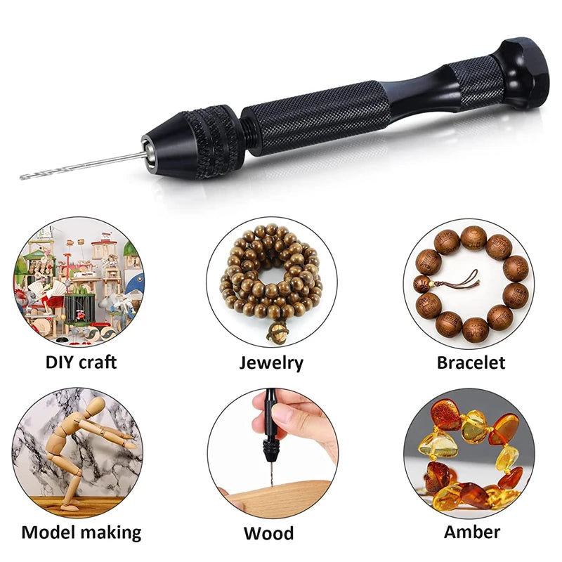 Micro Mini Pin Vise Hand Drill Twist Bit PCB Set Rotary Tool For DIY