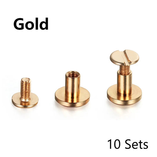 10Sets Metal Solid Screw Nail Rivet Double Curved Head Belt Strap
