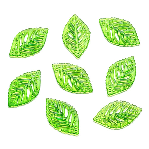 10-100pcs Green Acrylic Leaf Charms Leaves Beads Pendants For Diy
