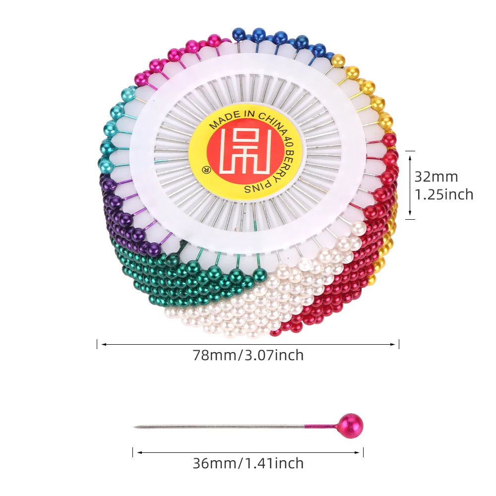 480Pcs Sewing Pins Straight Pins Head Pins Colorful White Round Pearl