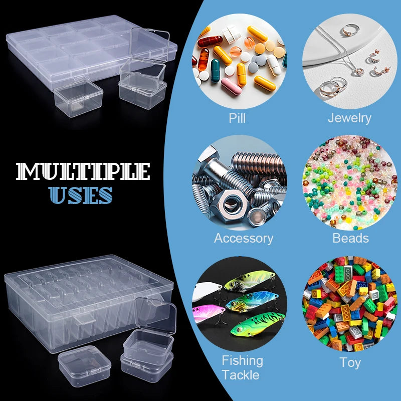 Bead Organizer Box 30Pcs Small Clear Plastic Bead Storage Containers