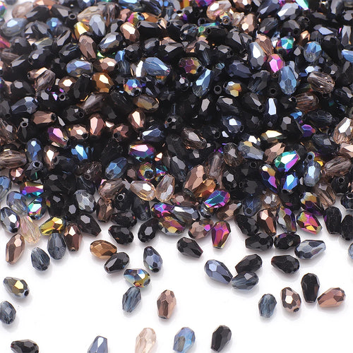 100Pcs/Lot 4x6mm AB Mixed Color Tear Drop Faceted Crystal Glass Beads