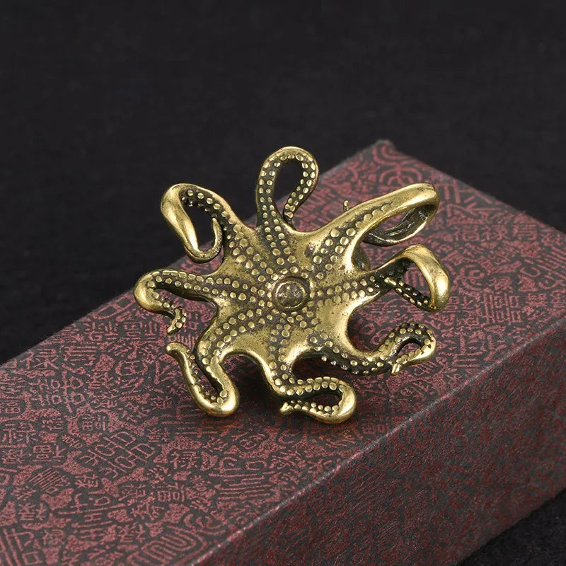 Brass Octopus Home Decoration Antique Copper Animal Figurines