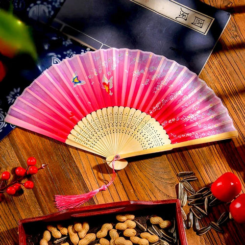 Vintage Silk Folding Hand Fan Chinese Japanese Bamboo Fans Craft Gifts