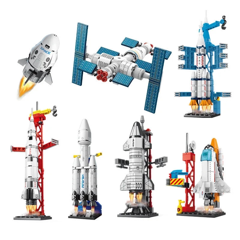 Moc Mini Aviation Manned Rocket Model Building Blocks Space Aerospace