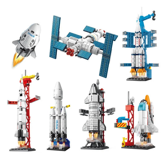 Moc Mini Aviation Manned Rocket Model Building Blocks Space Aerospace