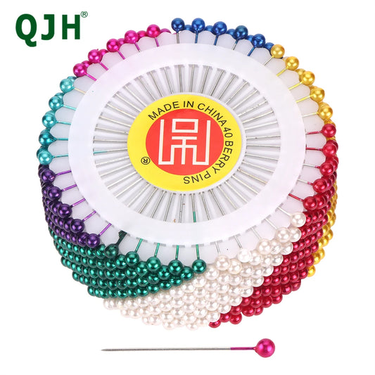 480Pcs Sewing Pins Straight Pins Head Pins Colorful White Round Pearl
