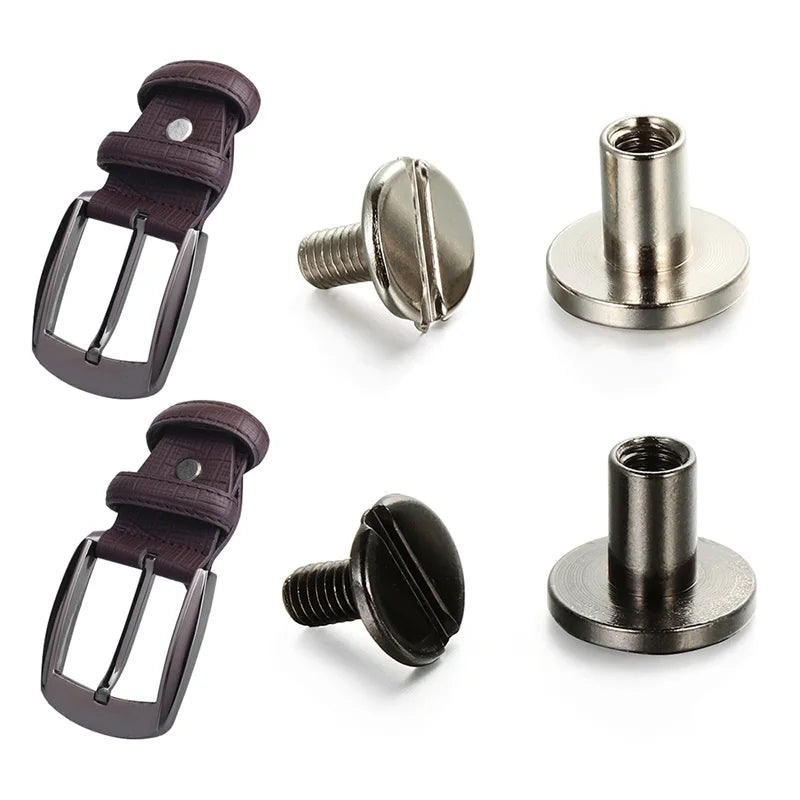 10Sets Metal Solid Screw Nail Rivet Double Curved Head Belt Strap