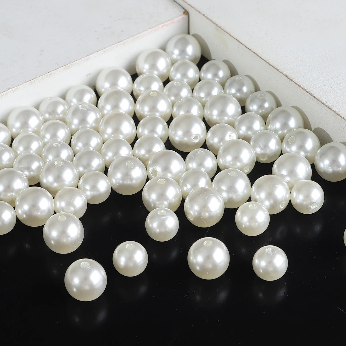 3-20mm 10-1000pcs straight hole ABS imitation pearl beige white