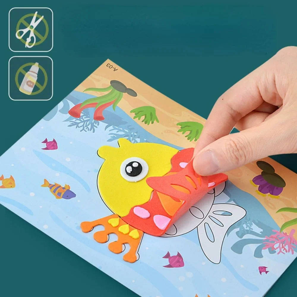 10Pcs 3D EVA Foam Sticker Puzzle Game DIY Cartoon Animal Craft Toys