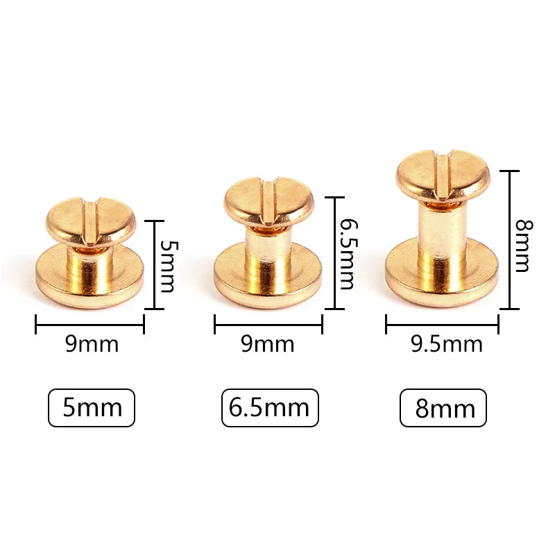 10Sets Metal Solid Screw Nail Rivet Double Curved Head Belt Strap
