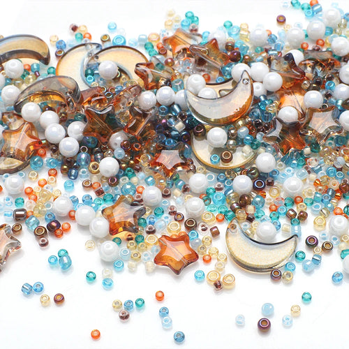 Mixed Star Moon Crystal Glass Beads Seedbeads Loose Round Pearl for